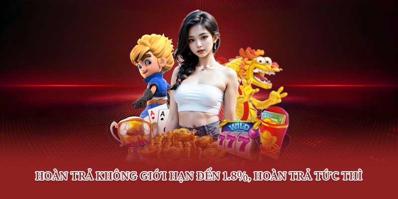 Hoàn trả không giới hạn đến 1.8%, hoàn trả tức thì